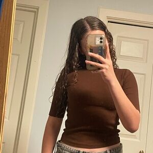 Brown basic tshirt ZARA